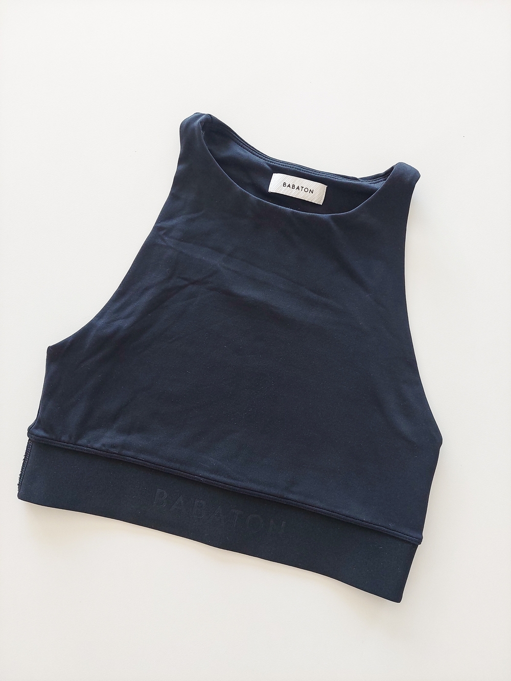 Babaton Aritzia High-Neck Crop Tank Top Women's S Black Active Sports Bra